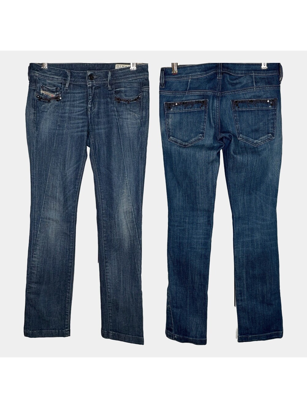 Archive Diesel Blizz 61X Jeans Y2K Low Rise Sequin Pocket Made in Italy W26 NWOT